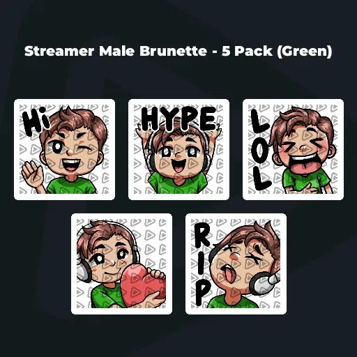 Streamer Male Brunette - 5 Pack (Green)