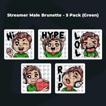 Streamer Male Brunette - 5 Pack (Green)