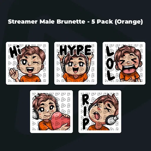 Streamer Male Brunette - 5 Pack (Orange)