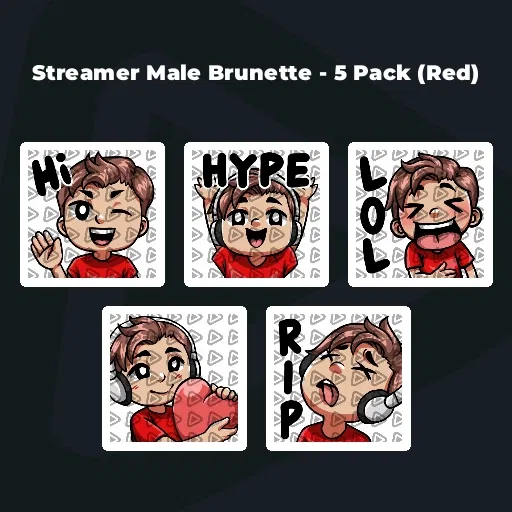 Streamer Male Brunette - 5 Pack (Red)