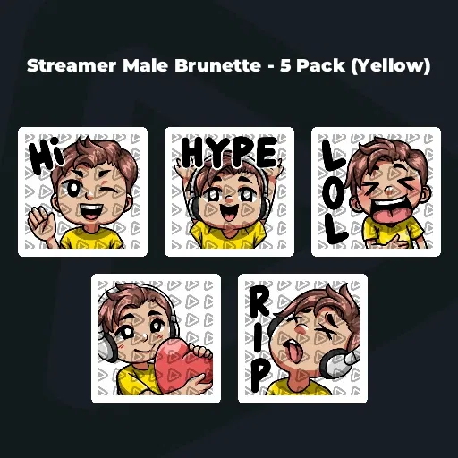 Streamer Male Brunette - 5 Pack (Yellow)