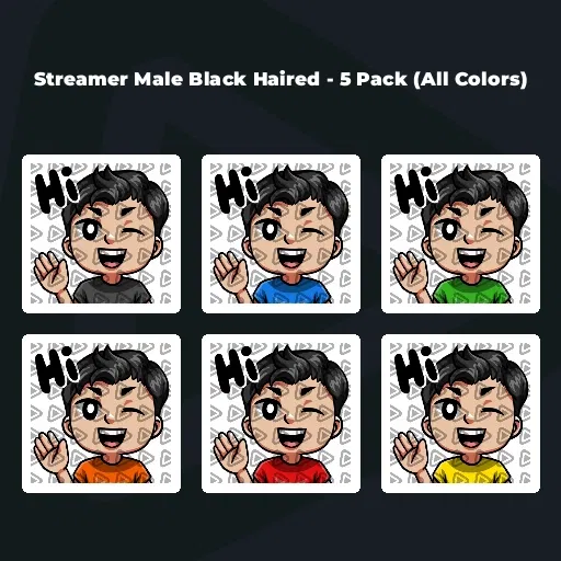 Streamer Male Black Haired - 5 Pack (All Colors)