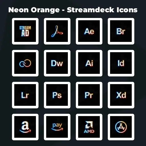 Neon Orange - Streamdeck Icons
