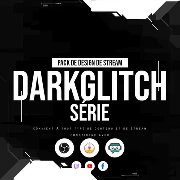 Dark Glitch Stream Overlay Pack