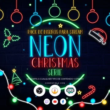 Neon-Christmas Stream Overlay Pack