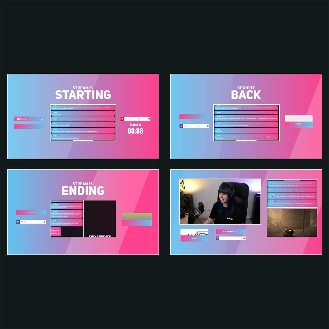FREE Stream Overlay Collection - Turquoise-Pink