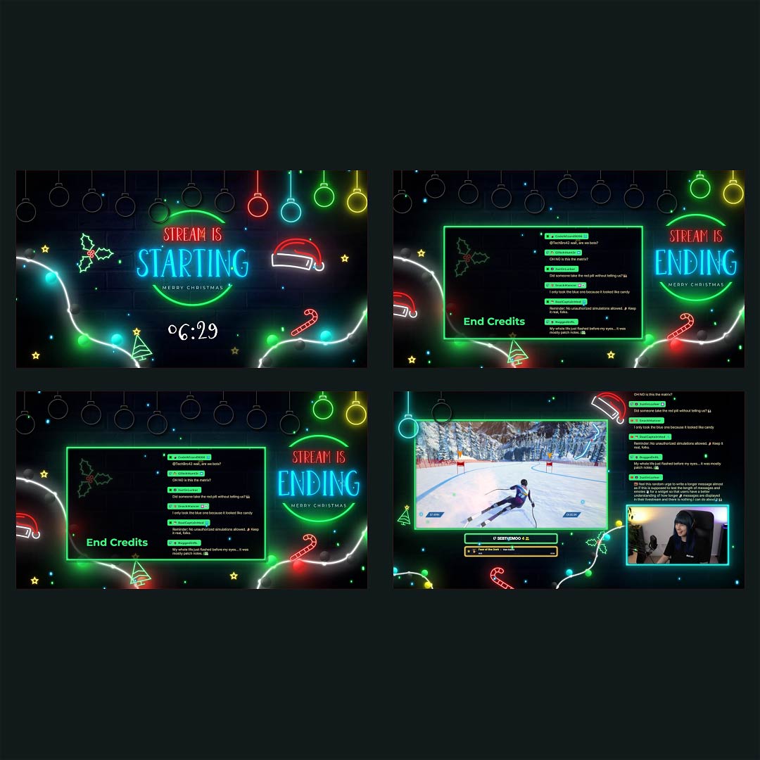 Stream Overlay Collection - Neon Christmas