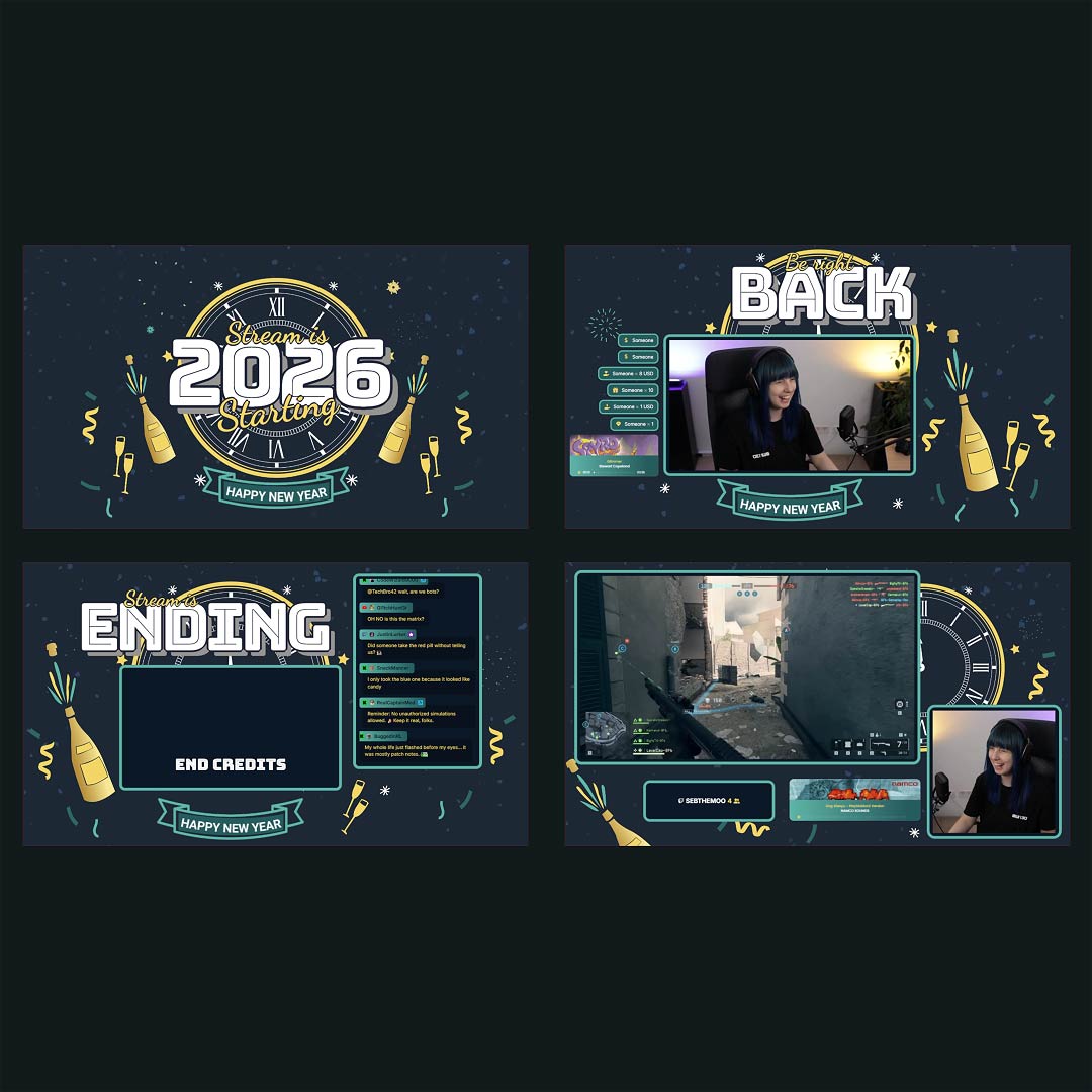 New Year Animated Stream Overlay – Champessa
