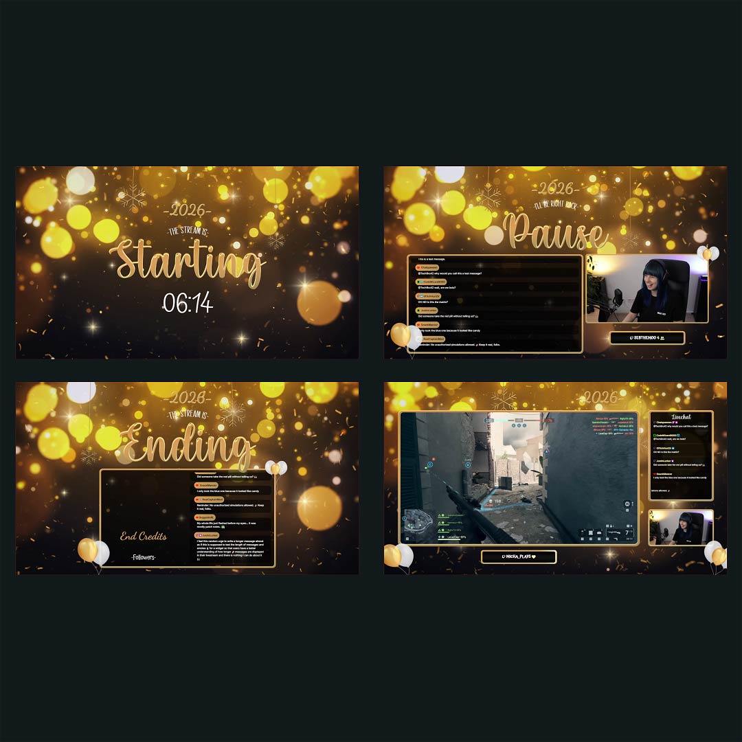 Stream Overlay Collection - Golden New Year