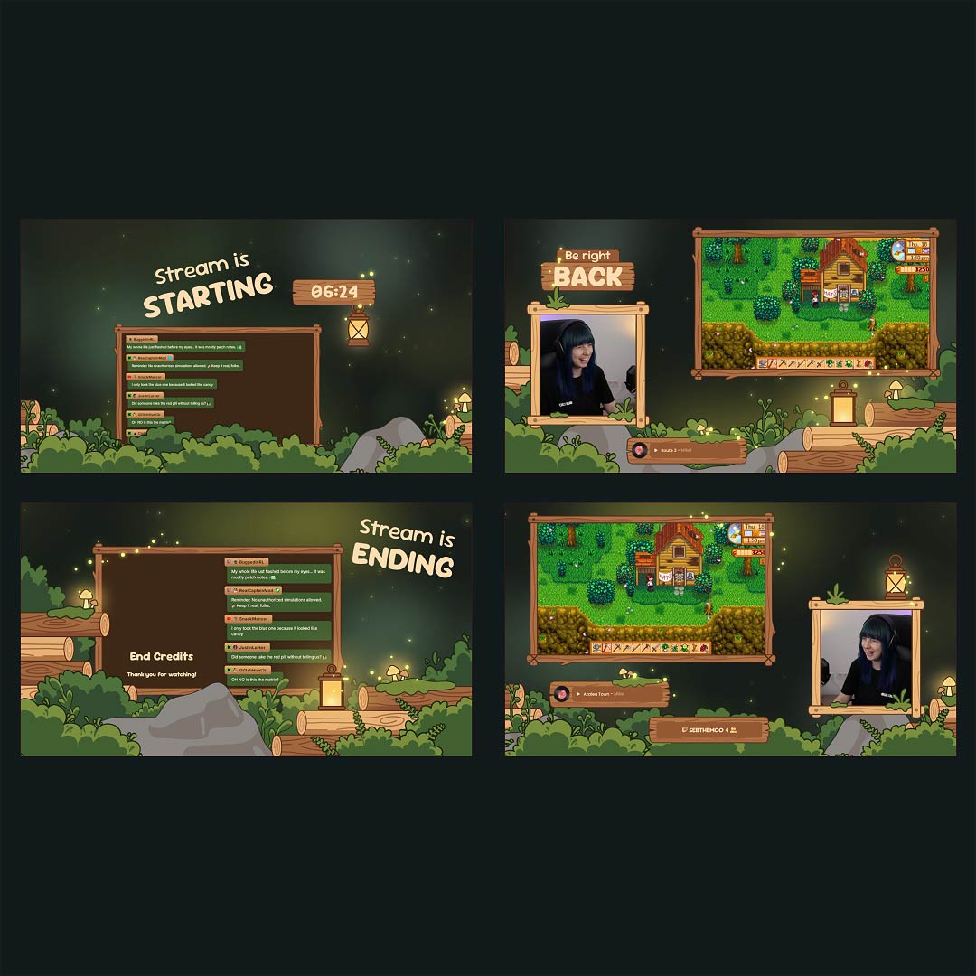 Cozy Streams Animated Stream Overlay – Woodlume